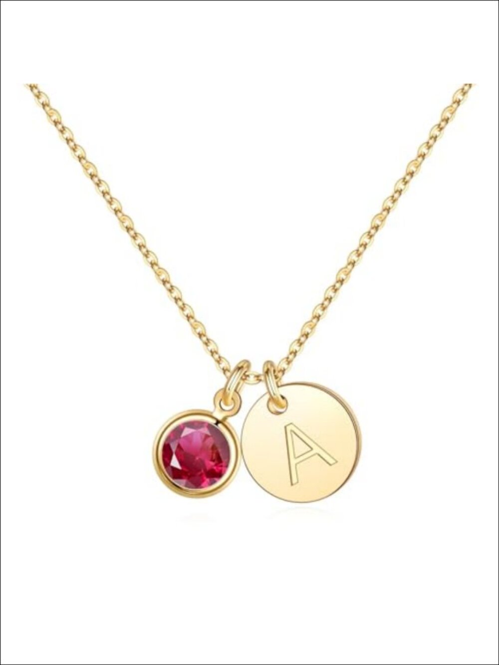 Birthstone Initial Necklace Silver Plated Cubic Zirconia Pendant Women